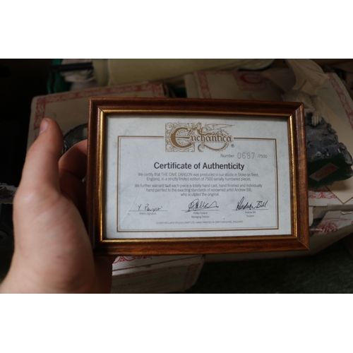 175 - Collection of Wade Whimsical, Dragon ornaments and 3 Boxed Enchantica models with certificates