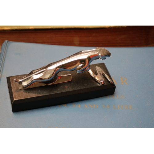 206 - Jaguar Car Mascot, Jaguar Mark 2 Service Manual and a Radio Time Folio folder