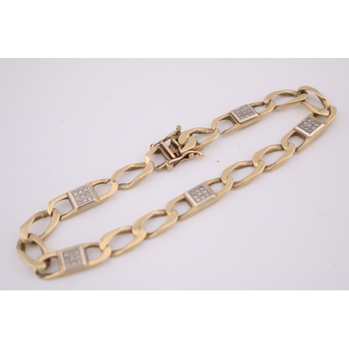 Gents 9ct Gold fancy link bracelet with stone setting 18.6g total weight