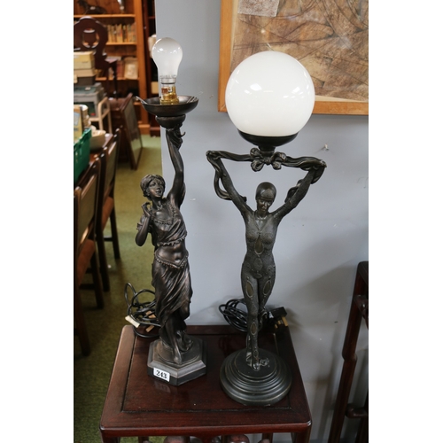 243 - Art Deco Stylized flapper table lamp with spherical shade and ...