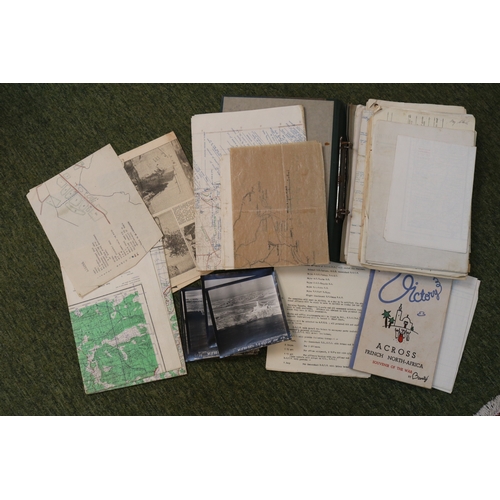 Rare WW2 Invasion of Sicily ephemera. A large folder of documents of Major A.N. Clarke, Royal engineers including 17 aerial photos of coastal regions (1942 to 3/6/43), notes on beach landings, various military maps including Avola and Pachino (marked Secret, DEFENCES OVERPRINT 18/06/43). Together with 51st highland division notes on enemy obstacles and mines and other related documents