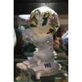 European Ceramic cherub mounted on tortoise with floral encrusted ...