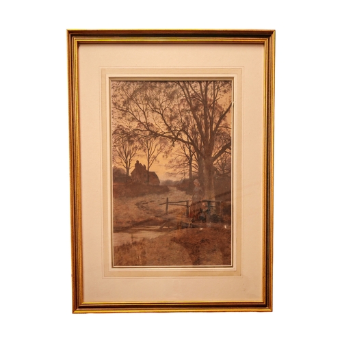 118 - George Gordon Fraser (1859-1895). Watercolour depicting rural Huntingdonshire scene. 27x38cm