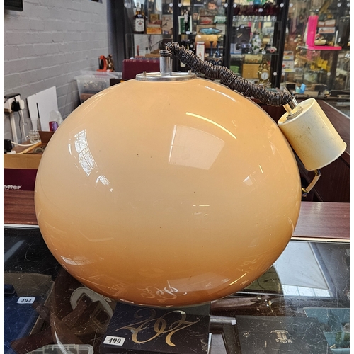 122 - A Harvey Guzzini Spherical form ceiling light with chrome fittings. 42cm in Diameter