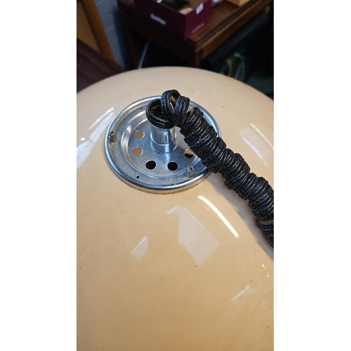 122 - A Harvey Guzzini Spherical form ceiling light with chrome fittings. 42cm in Diameter