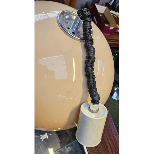 122 - A Harvey Guzzini Spherical form ceiling light with chrome fittings. 42cm in Diameter