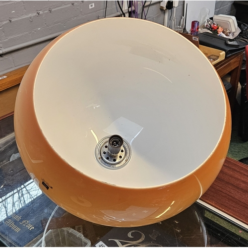 122 - A Harvey Guzzini Spherical form ceiling light with chrome fittings. 42cm in Diameter