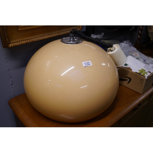 122 - A Harvey Guzzini Spherical form ceiling light with chrome fittings. 42cm in Diameter
