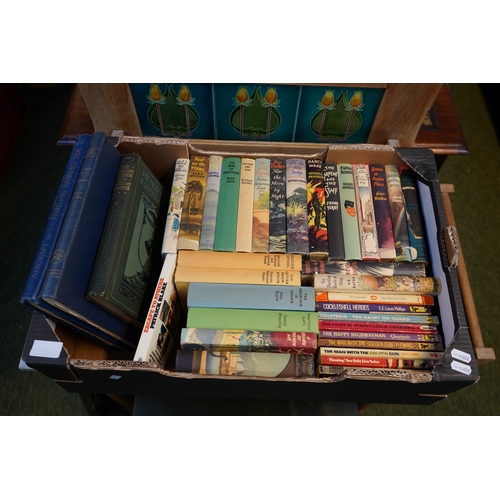 199 - Box of assorted Antiquarian books to include Aircraft of the Fighting Powers, Fuel for the Flame, Na... 