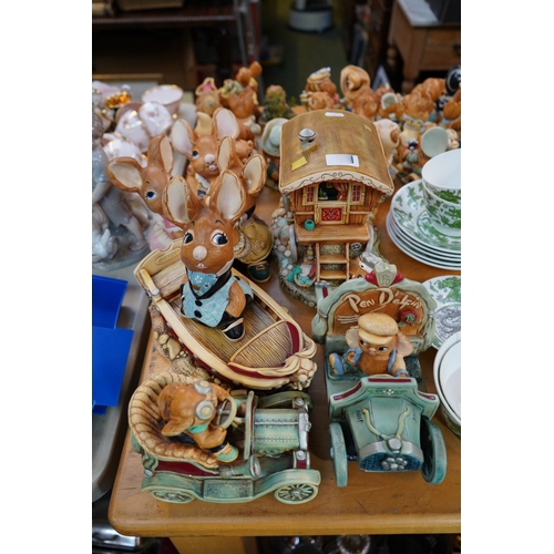 268 - Collection of Pendelfin Blow up figures, Vehicles and a Caravan.