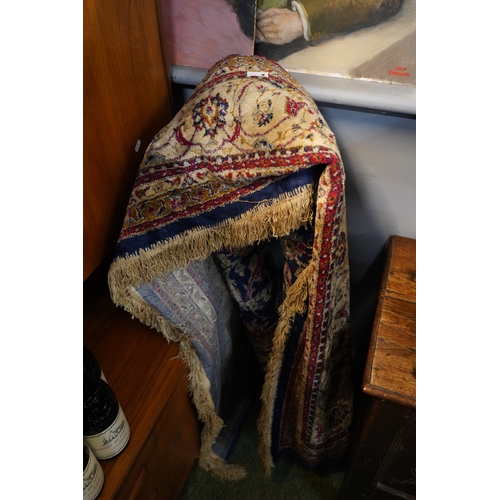 289 - Good quality Blue and Red ground Rug with tassel ends