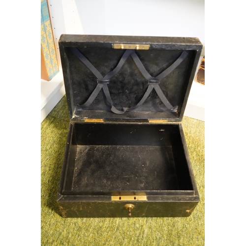372 - Edwardian Leatherette case and a Wooden Multi section Pine box