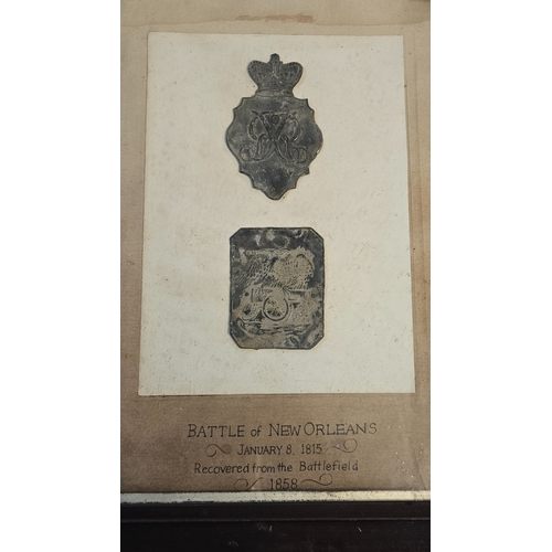 419 - War of 1812 Battle of New Orleans Interest; British 1812 Shako plate and US Shako Plate Framed 'Batt... 