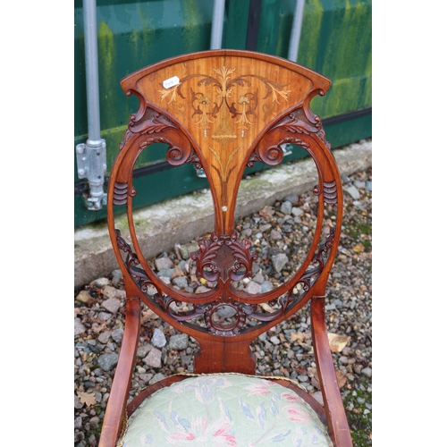 553 - Edwardian Art Nouveau Mahogany Saloon Suite comprising of 2 seater Sofa and 2 matching Elbow chairs ... 