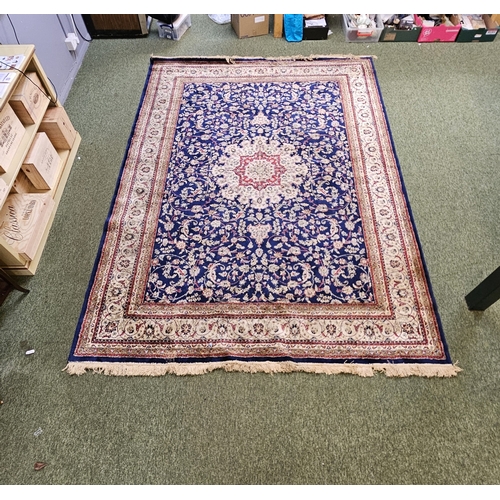 289 - Good quality Blue and Red ground Rug with tassel ends