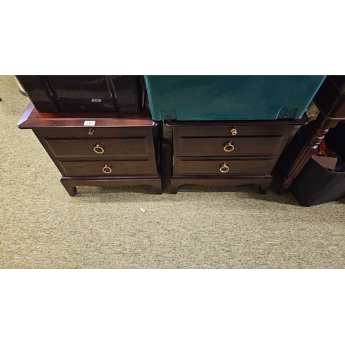 518 - Pair of Stag Bedside chest with drop handles and bracket feet