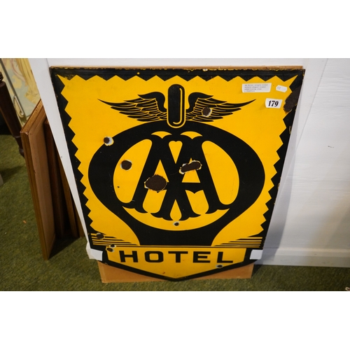 AA Hotel enamel single sided Shield shaped advertising sign 79 x 55cm