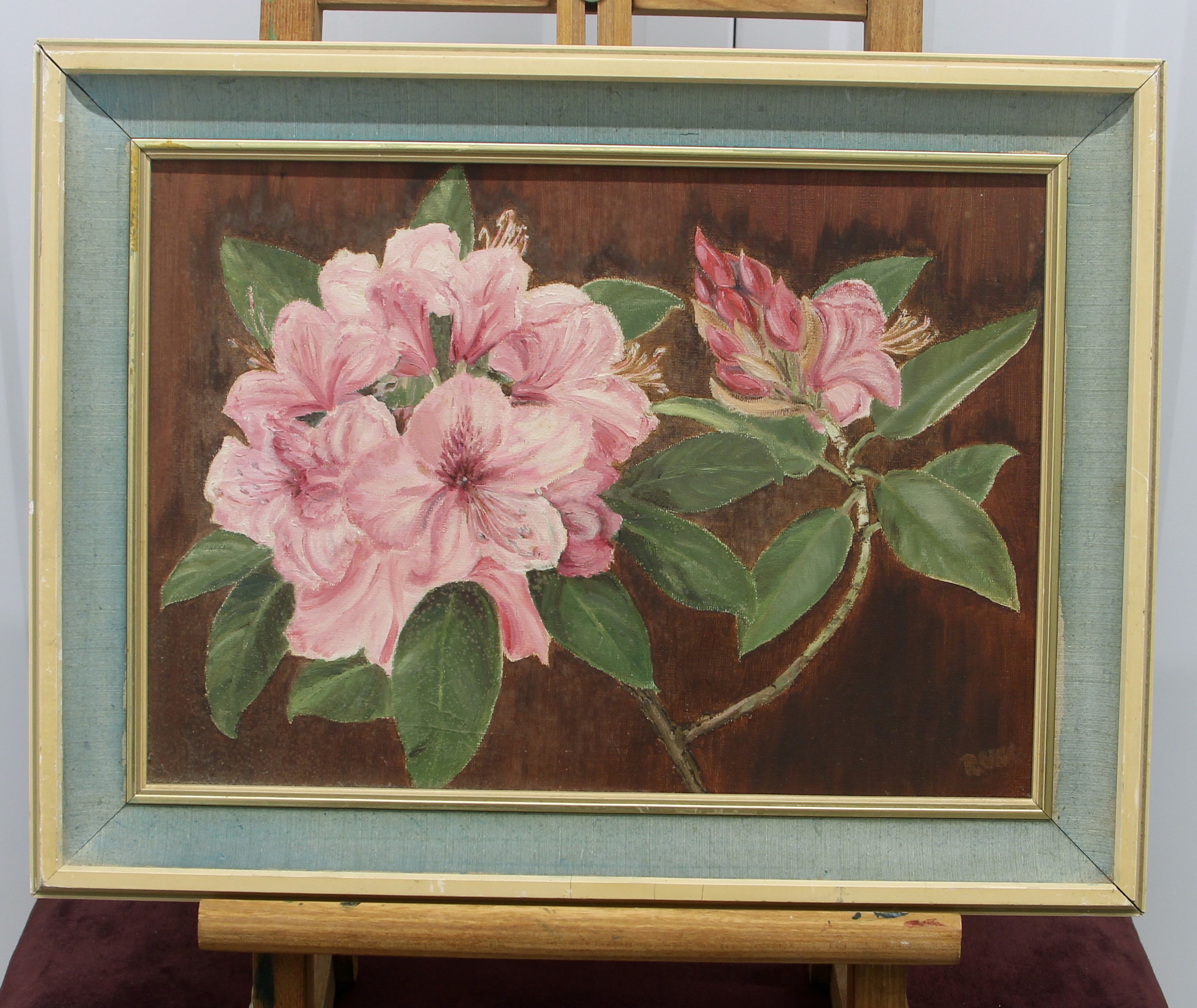 Rust, Oil on Board of Rhododendrons or Azaleas. Signed bottom right ...