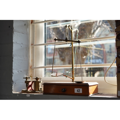 42 - W & T Avery Ltd of Birmingham Brass Apothecary Scales and a Interesting Brass desktop instrument