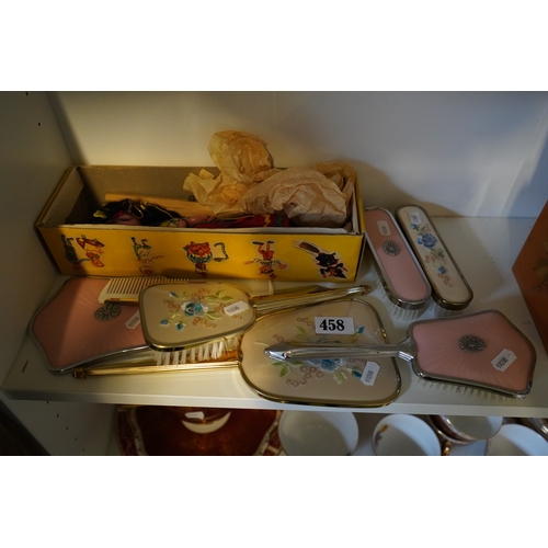 458 - Boxed Pelham Puppet Gypsy Girl and a Chrome 1950s Dressing table set