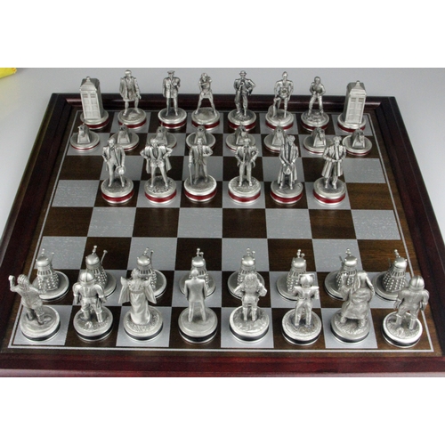 151 - Doctor Who Chess Set by Danbury Mint Collectors Edition. 38 pewter chess pieces including the first ... 