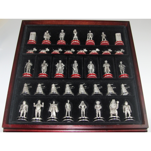151 - Doctor Who Chess Set by Danbury Mint Collectors Edition. 38 pewter chess pieces including the first ... 