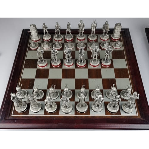 151 - Doctor Who Chess Set by Danbury Mint Collectors Edition. 38 pewter chess pieces including the first ... 