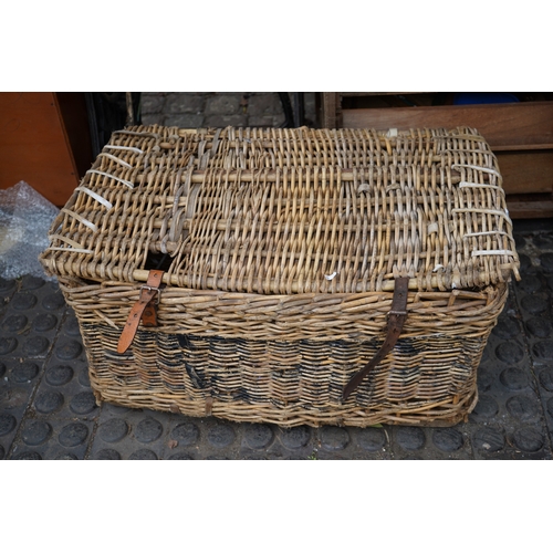 684 - Vintage Wicker Backet with Leather strapping