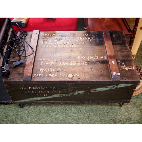Wooden Military travelling trunk for RAF Sqn Leader AFCC Adcock ...