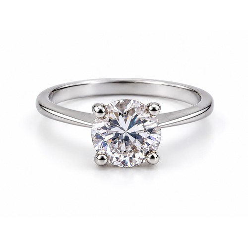 Ladies 18ct White Gold Diamond 1.7ct Solitaire ring. Claw set Brilliant cut Diamond measuring 7.92 x 7.85mm with a depth of 4.7mm in basket mount assessed at L/M Colour, I2 Clarity 1.76ct, Size  N. 30.6g total weight. With Insurance valuation for £6550