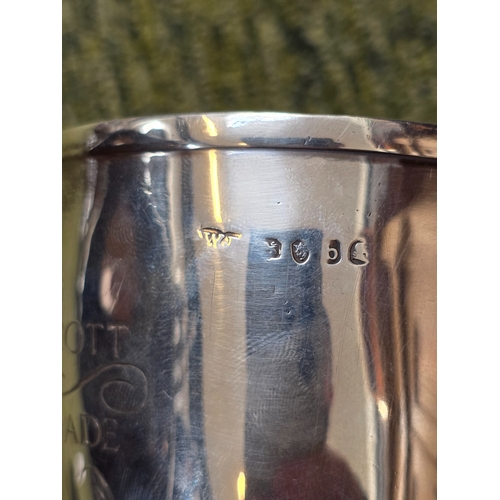 35 - Battle of Waterloo Presentation Silver Goblet. Silver hallmarked Goblet engraved 'For Military Merit... 