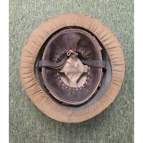48 - Rare Royal Engineers WW1 Private Purchase Officers Brodie Helmet with its Original Cover and Cap Bad... 