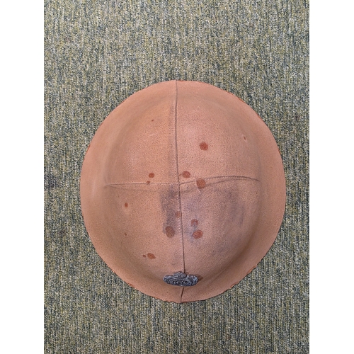 48 - Rare Royal Engineers WW1 Private Purchase Officers Brodie Helmet with its Original Cover and Cap Bad... 