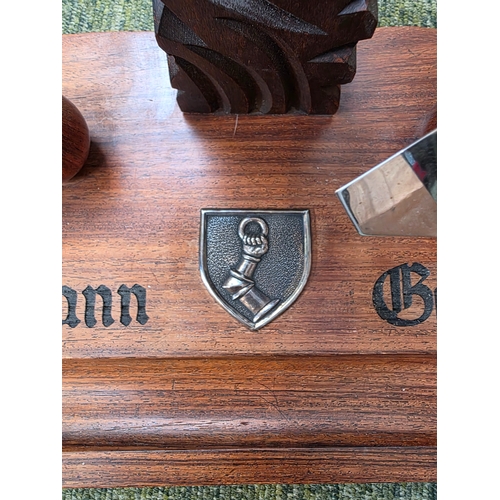 50 - Hermann Goring Third Reich Flying Interest. Impressive wooden Art deco Inkstand once used in one of ... 