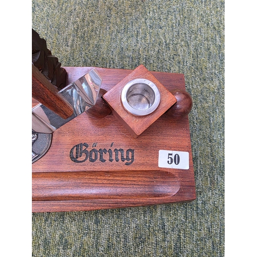 50 - Hermann Goring Third Reich Flying Interest. Impressive wooden Art deco Inkstand once used in one of ... 