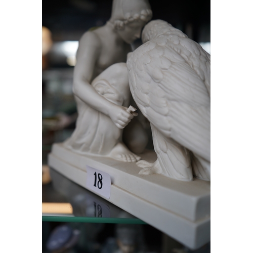 18 - 19thC Parian Sculpture modelled as Ganymede and the Eagle after a sculpture by Danish Bertel Thorval... 