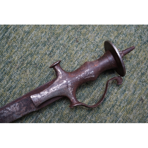 40 - Indian Tulwar Sword with disc shaped pommel and knuckle guard. 92cm in Length