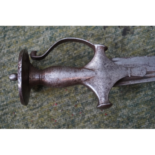 41 - Indian Tulwar Sword with disc shaped pommel and knuckle guard. 83cm in Length