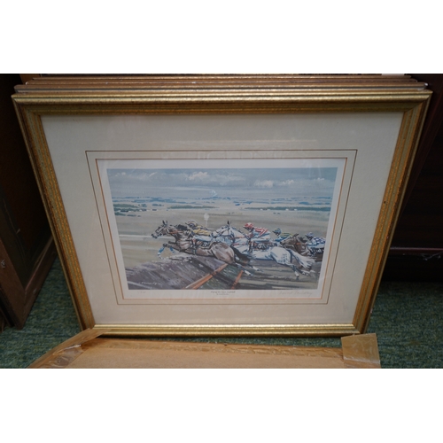 49 - Collection of Six Horse racing prints by David Trundley signed in Pencil
