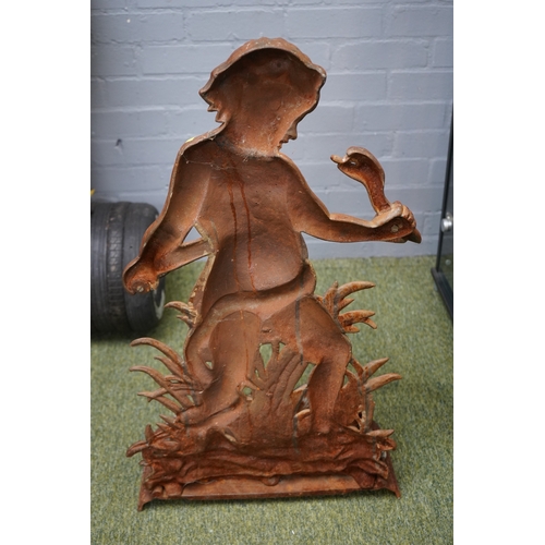 54 - In the manner of Coalbrookdale Cast Iron stick stand depicting Young Hercules wrestling a snake. 54c... 