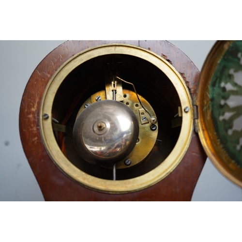 58 - Edwardian Inlaid Mahogany and satinwood Balloon clock with numeral dial. 31cm in Height
