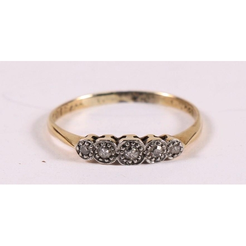 119 - A 18ct gold five-stone dress ring, approx UK size 'M'.