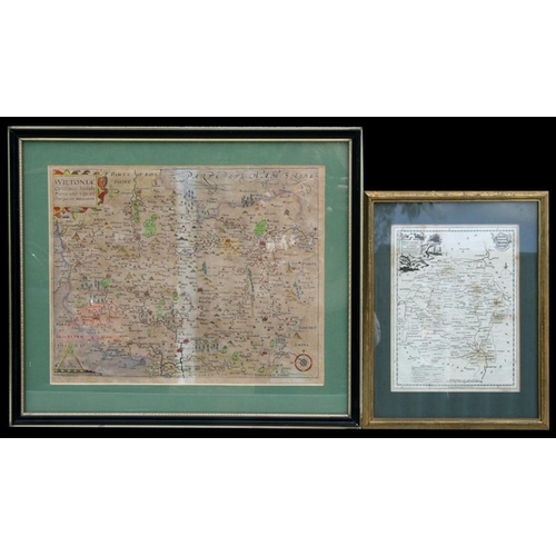 40 - Kip (William) a 17th / 18th century hand coloured map of Wiltshire, 36cm by 29cm (14.25 by 11.5ins);... 