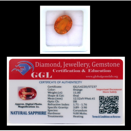 112 - A natural sapphire loose gemstone with GGL certificate report stating the sapphire to be 7.55cts, ov... 