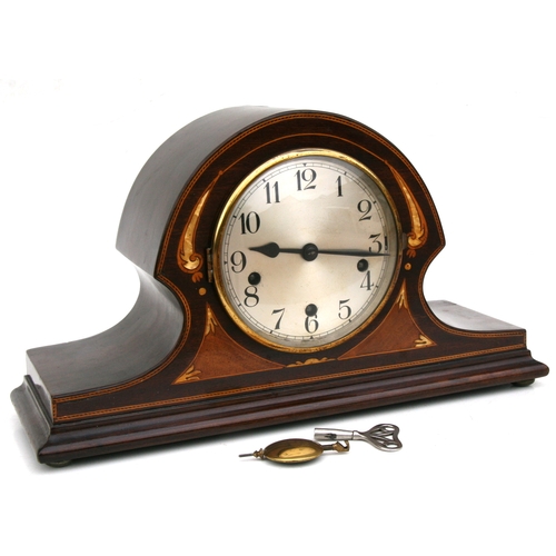 75 - An Edwardian inlaid mahogany mantle clock.