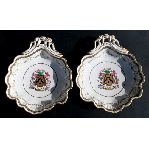 57 - A group of 19th century Sampson armorial dishes with pseudo Chinese mark to the underside.