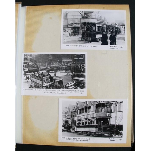 65 - An album containing postcards, photographs of buses; together with a quantity of London Transport bu... 