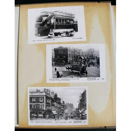 65 - An album containing postcards, photographs of buses; together with a quantity of London Transport bu... 