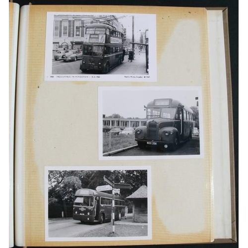 65 - An album containing postcards, photographs of buses; together with a quantity of London Transport bu... 