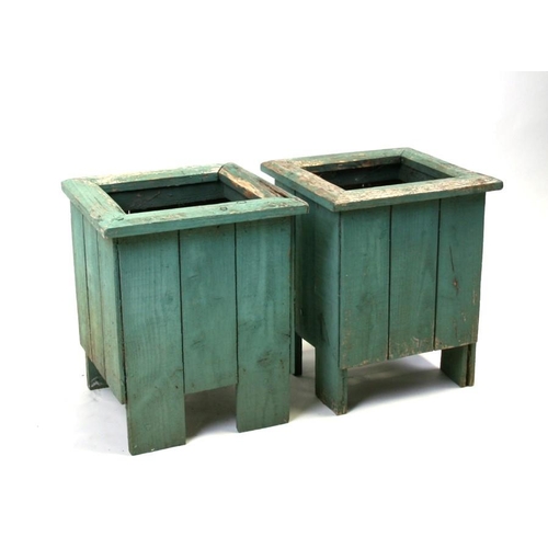 21 - A pair of painted pine garden planters, 35cm (30.75ins) wide.